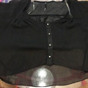 Black sheer wide sleeve shirt